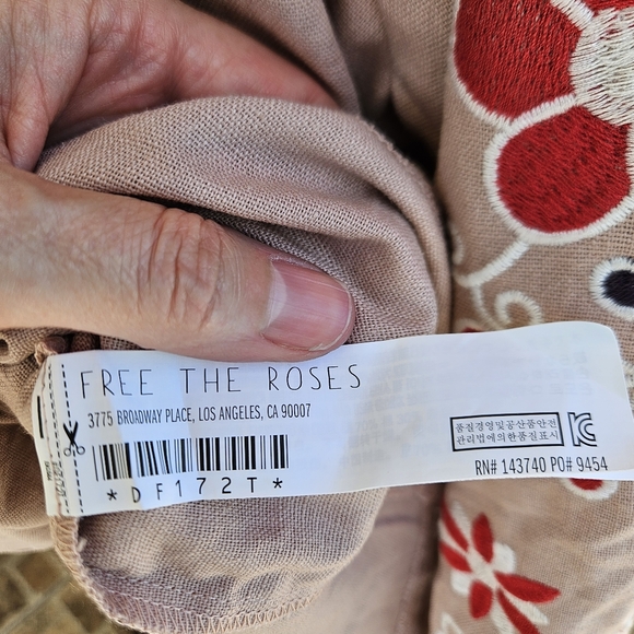Free the Roses Embroidered Linen Blend Boho Peasant Tunic Size Small - Picture 9 of 10
